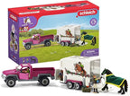 Schleich Horse Club - 38PC Trailer and Truck Transporter Playset with Realistic Horse and Rider Figurines and Accessories - Interactive Toys for Girls and Boys - Kids Ages 5+ | 42346
