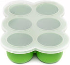 WeeSprout Silicone Freezer Tray with Clip on Lid Perfect Food Storage Container for Homemade Baby Food, Vegetable, Fruit Purees, and Breast Milk (Bright Green, Six 3 Ounce Sections)