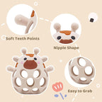 Baby High Chair Toys Teething Chew - Baby Table Toys, High Chair Suction Toy Teething Toys Silicone Teethers, Food Grade Silicon for 6 12 18 Months White