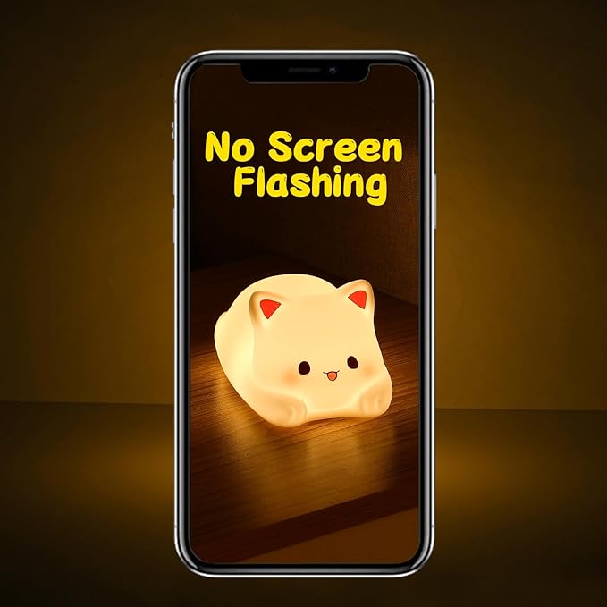 LOVERUIS Cute Night Light for Kids Cat Night-Light Baby Girl Squishy NightLight 1/3 Hour Timer Kitty Light Baby Dimmable Nursery Lamp Colorful Nightlight Gift for Kid Toddler Kawaii Bedroom (Kiki)