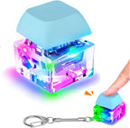 Keyboard Fidget Toys, Keyboard Fidget Keychain Keyboard Decompression Toys Keyboard Fidget Toy Button Stress Relief Gifts for Adult and Kids,Finger Clicker Toys,ADHD Toy,Cool Fidgets(LED Light-Blue)