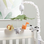 The Peanutshell Crib Mobile for Boys or Girls - White Musical Baby Crib Mobile with 12 Lullabies, Jungle Animal, Baby Safari Animals Nursery Decor