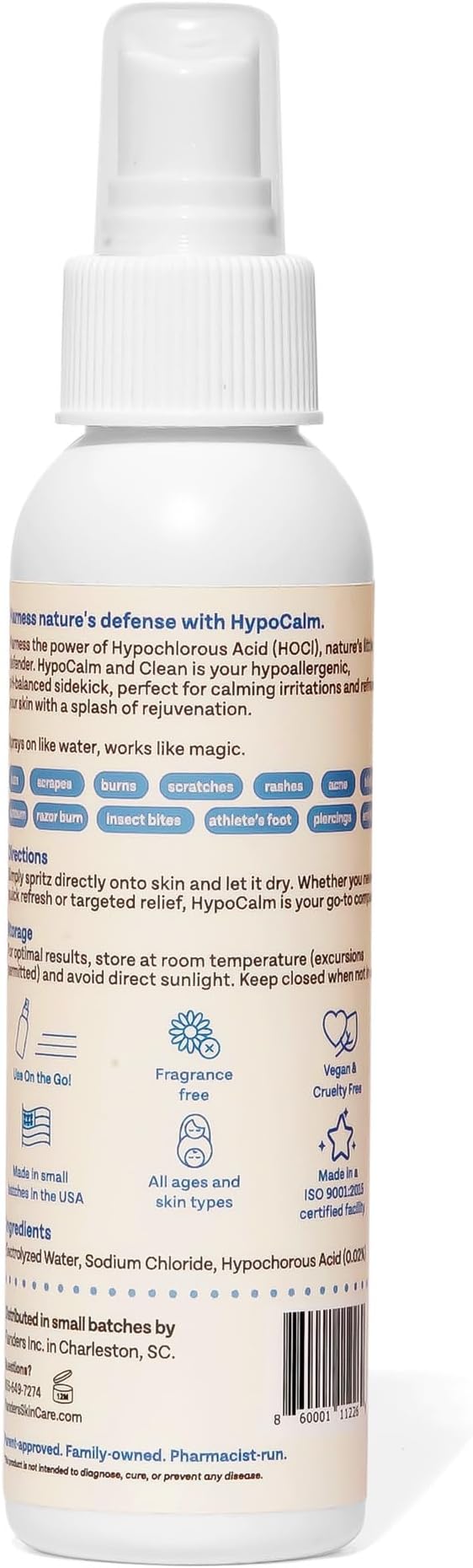 Flanders HypoCalm Hypochlorous Spray – Gentle Skin Cleansing Mist & Travel-Size Topical Solution (3.4 Fl. Oz.)