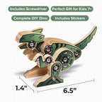 Little Jupiter DIY Wooden Kit with Stickers - Dinosaur Toys for Kids for 7-12 Yrs - Dinosaur Toy Woodworking Kits - Wood Crafts - Kids Building Kit - Wooden Crafts (T-Rex)