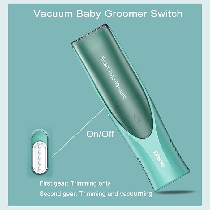 Baby Hair Clippers, Low Noise Electric Vacuum Baby Hair Clippers for Kids, Waterproof, Rechargeable Hair Cutting Kit, Cordless Hair Trimmer for Toddlers & Children