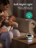 GROWNSY Electric Nose Suction for Baby, Hospital-Grade Nasal Aspirator with Night Light,Soothing Lullabies, Baby Nose Sucker with 9 Adjustable Suction Levels, Green