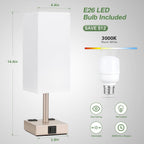 Light Gold Touch Lamps Set of 2 - Nightstand Lamp with USB-C + A Charge Ports & AC Outlets, 3-Way Dimmable Bedside Lamp, Small Table Lamp Light for Bedroom (Bulb Included)