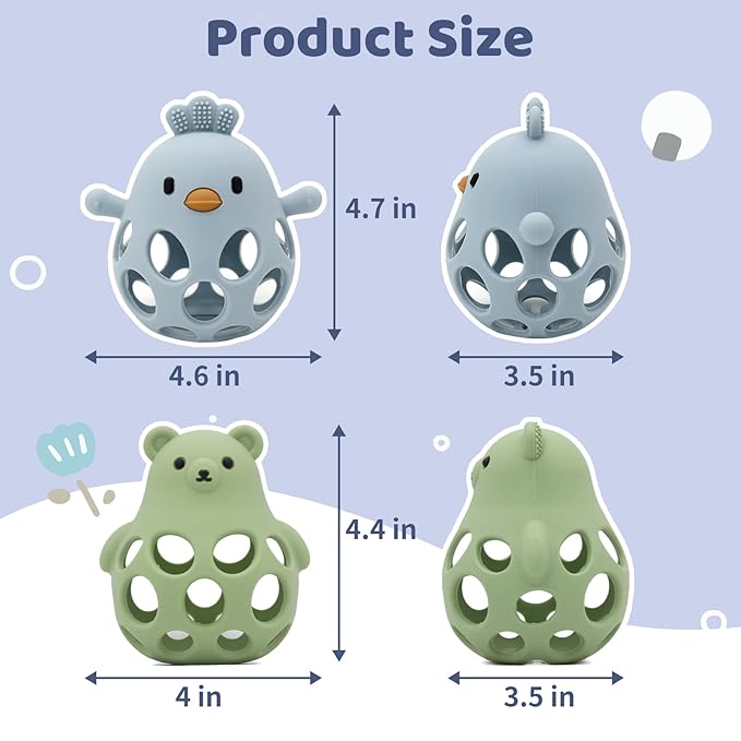 Baby Teething Toys Silicone Teethers - Babies Toys Chew Toys Food Grade Silicone for Sucking Needs, BPA Free for 0-6 6-12 Months(Blue Green)