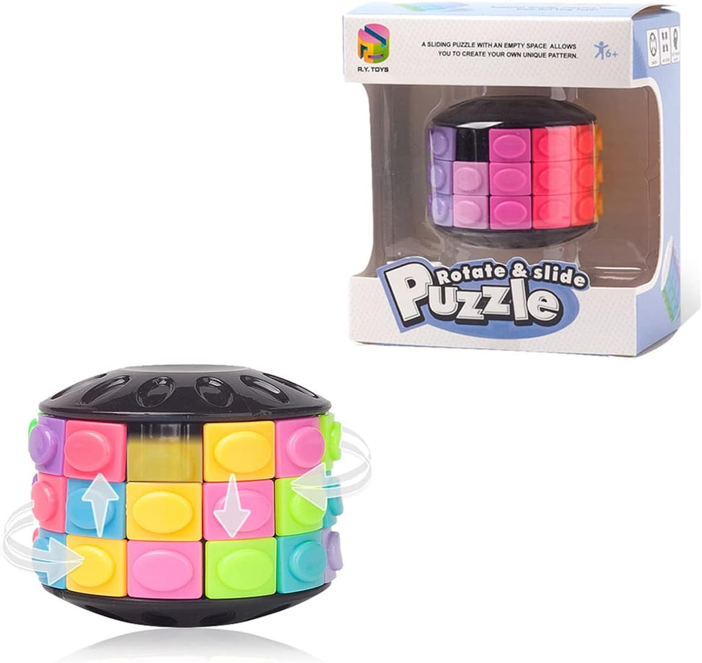 R.Y.TOYS Rotate and Slide Puzzle-Design Patent,Fidget Toys(Restore Order/Create Patterns) 12 Colors,3 Layers-Open Cover for Quick Play,Brain Teaser,Sensory Toys,Birthday Gifts,Easter Basket Stuffer