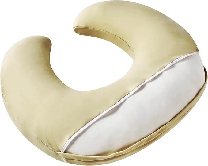 Nursing Pillow, Plus Size Breastfeeding Pillow Original Support for Baby Boys Girls Breastfeeding Essentials, with Removable Soft Cotton Cover (Khaki, Large (25.59 * 20.08 * 6.30 Inches))