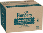 Pampers Swaddlers Diapers, Size 3 (13-26 lbs), 168 Count, Absorbent, Keeps Baby Dry and Comfortable, Skin Safe Disposable Baby Diaper (Packaging May Vary)