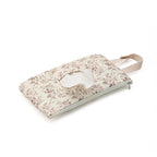 Quilted Baby Wipe Holder Floral Quilted Diaper Pouch Portable Mommy Bag for Travel Stroller Daily Casual (Beige)