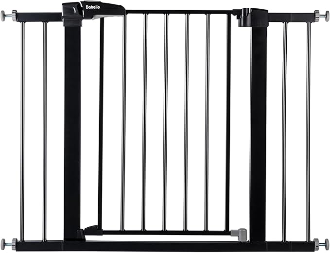 BABELIO 36-57" Extra Wide Baby/Dog Gate, Auto Close for The House, Stairs and Doorways, Pressure Mounted for Pet with Large Walk Thru Door, No Need Tools and Drilling, Black