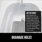 GORILLA GRIP Patented Bath Tub Shower Mat, Machine Washable Bathtub Floor Liner Mats, Suction Cups and Drain Holes to Keep Tubs Clean, Soft on Feet, Bathroom Essentials, 35x16 Inch, Clear Gray