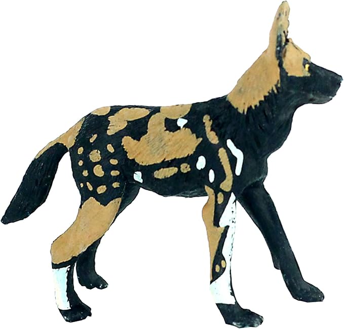 FUNSHOWCASE African Jungle Animals Wild Dog Toy Figure Realistic Plastic Figurine Height 2.8-inch