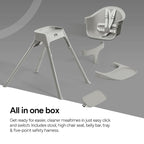 Mompush Olli 7-in-1 Convertible High Chair for Babies and Toddlers – Adjustable Height & Footrest, Dishwasher-Safe Tray, Compact Foldable Design for Easy Storage & Travel, Lightweight Yet Durable