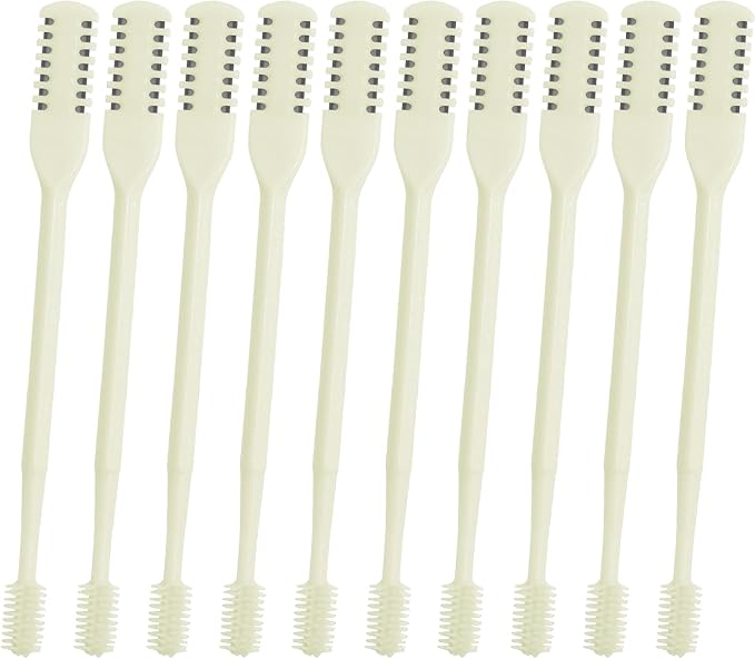 10 PCS 2-in-1 Nasal Hair Cutter,Double Sided Nose Hair Knife,Upgrade Double Sided Nose Hair Knife,Nasal Hair Cutter for Men Women, Soft Cleaning Brush (Beige)