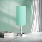 Teal Touch Bedside Lamps for Bedroom - Small Coastal Nightstand Lamp with USB-C and USB A Charging Ports, 3 Way Dimmable Control Table Lamp for Office, Dorm with Fabric Shade Silver Base