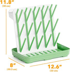 SpaceAid Baby Bottle Drying Rack with 20 Hooks, Space Saving Kitchen Bottles Rack Dryer, Vertical Baby Bottle Holder Organizer for Countertop Storage Accessories (White and Green)