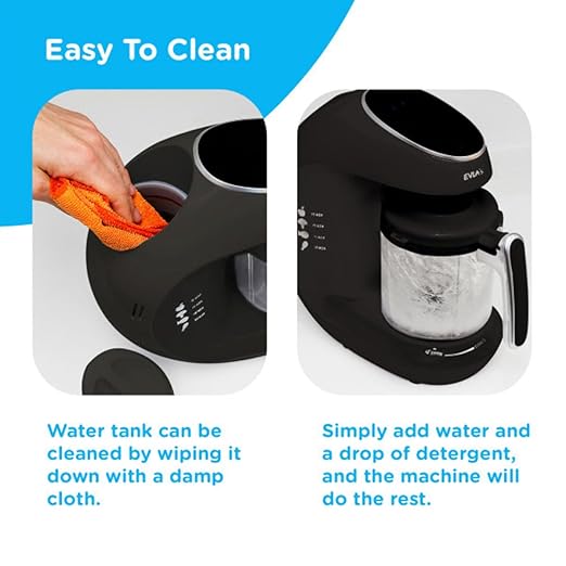 EVLA'S Baby Food Maker, Steamer, Blender, Baby Food Processor for Healthy Homemade Baby Food in Minutes, Touch Screen with 6 Reusable Food Pouches, Baby Registry Essential, Dark Grey