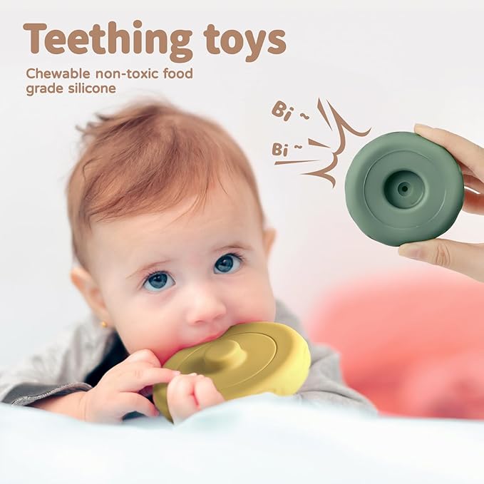 Mini Tudou 6 Pcs Stacking & Nesting Circle Toy,Soft Building Rings Stacker & Teethers,Squeeze Play with Early Educational Learning Stacking Tower, Toy for 6+ Months Boys&Girls