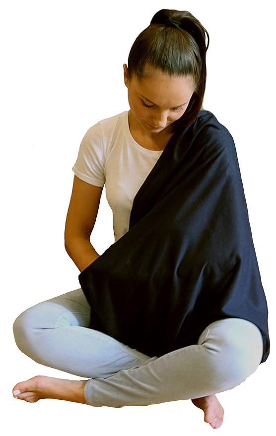 LK Baby Infinity Nursing Scarf Breastfeeding Cover Ultra Soft Premium Jersey Polyester- 100% AZO free and Safe for Baby (2pk Grey/Black)