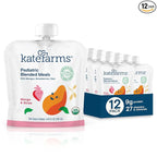 KATE FARMS Organic Pediatric Blended Meal, Mango and Strawberry, 8g protein, organic whole foods, oral or tube feed nutrition, Gluten Free, Non-GMO, 8.45 oz (12 Pack)