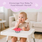 2 Pack Snack Cups for Toddlers Spill Proof - Detachable Stainless Steel Toddler Snack Cups with Silicone Lids & Handles - Dishwasher Safe Baby Snack Containers for Mess-Free Snacking (Red and Purple)