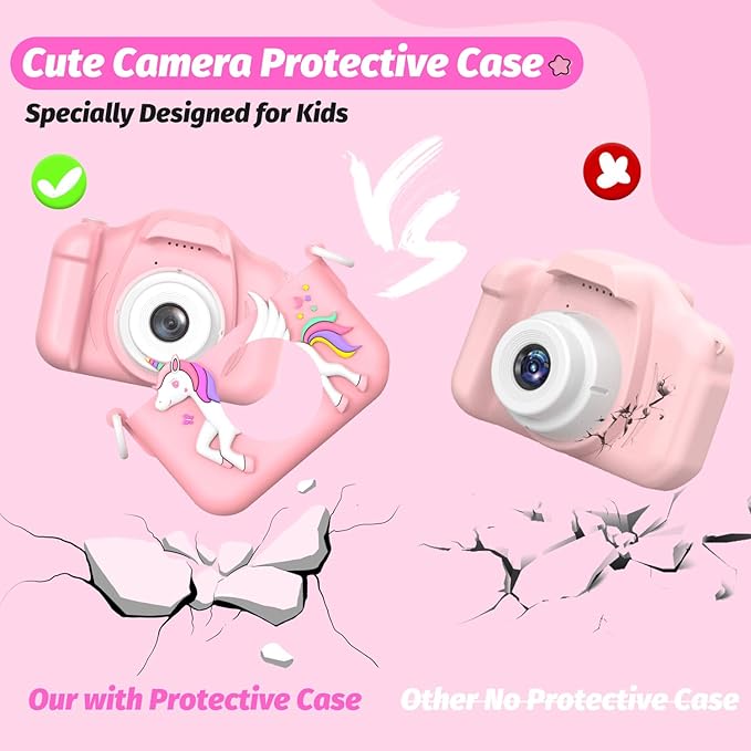 Upgrade Kids Camera for Girls, Christmas Birthday Gifts for Boys, 1080P HD Selfie Digital Video Camera for Toddlers, Cute Portable Little Girls Boys Gifts Toys for 3 4 5 6 Years Old