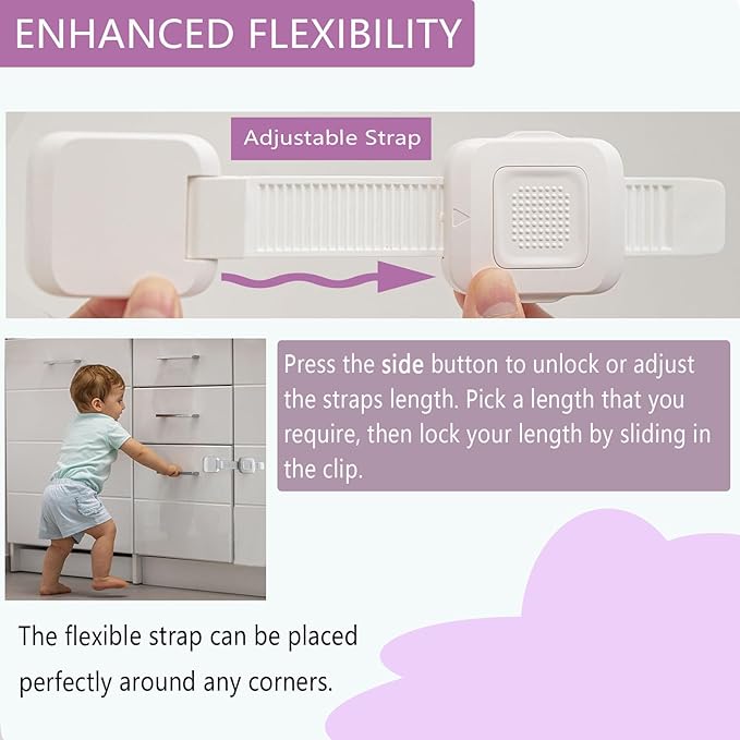 Upgraded No Drill Adhesive Furniture Anchor, Adjustable Anti Tip Furniture Wall Straps for Baby Proofing & Pets, Secure to Playroom, 2Pack