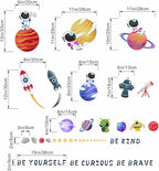 Outer Space Astronaut Wall Stickers - Be Kind Be Brave Inspirational Quotes Planets Rocket Boys Wall Decals - Baby Nursery Kids Room Daycare Wall Decor
