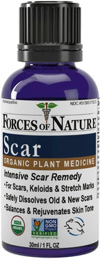 Forces of Nature Scar Treatment, Reduce Stretch Marks, Surgical Scars, Old and New Scars, Burn Scars, and Keloids, Organic Homeopathic Medicine for Skin Care, Promotes Healthy Skin, 1 FL OZ