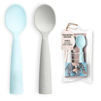 Miniware Silicone Baby Spoon for Training - BPA Free Baby Utensils - Baby Spoons Self Feeding 6 Months | 100% Food Grade Silicone - Modern & Dishwasher Safe Toddler Spoons (Grey and Aqua)