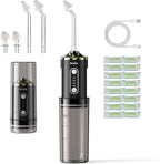 Electric Nasal Irrigation System Nasal Rinse and Wash, Cordless Foldable Neti Pot Sinus Rinse Decongestant Relief System IPX7 Waterproof with 60 Saline Packets, Snoring Remedy (Black)