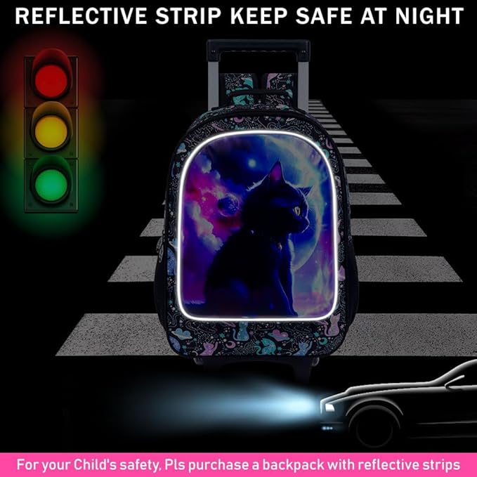 Kids Rolling Backpack for Girls, Roller Wheeled Bookbag - Wheeled Elementary School Bag