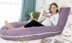 Meiz U Shaped Pregnancy Pillows for Sleeping, 65" Maternity Pillow for Full Body Support, Cooling Pregnancy Pillow with Jersey Cover, Purple