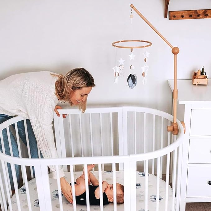 Sorrel + Fern Scandinavian Elephant Baby Crib Mobile - Grey, Portable, Hanging Mobile for Newborns, Parents, Gift-givers