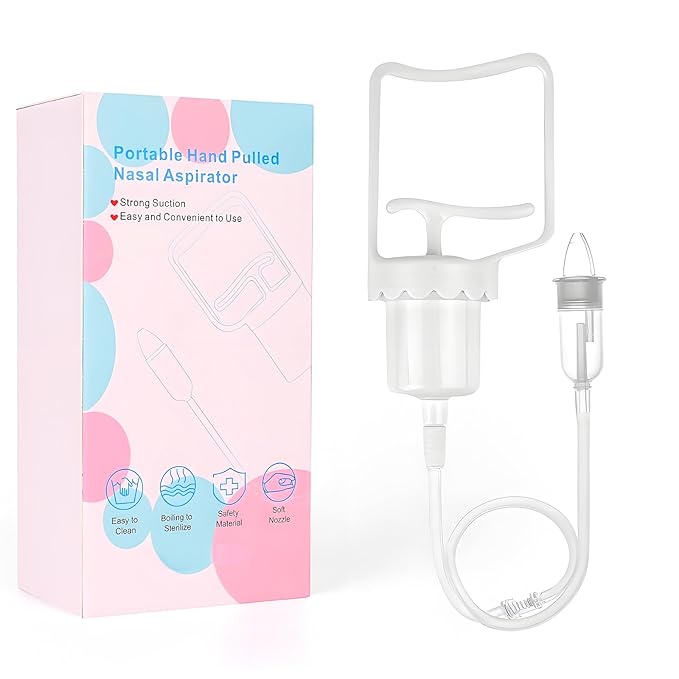 Baby Nasal Aspirator, Powerful Hand Pump Baby Nose Sucker, Nasal Aspirator for Baby with Soft Silicone Nose Tip for Fast and Effective Relief of Nasal Congestion in Infant.