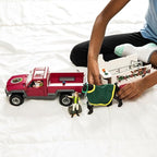 Schleich Horse Club - 38PC Trailer and Truck Transporter Playset with Realistic Horse and Rider Figurines and Accessories - Interactive Toys for Girls and Boys - Kids Ages 5+ | 42346