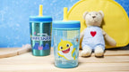 Zak Designs Baby Shark Kelso Tumbler Set, Leak-Proof Screw-On Lid with Straw, Bundle for Kids Includes Plastic and Stainless Steel Cups with Bonus Sipper (3pc Set, Non-BPA)15 fl oz.