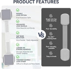 6 Pack Child Safety Cabinet Locks for Baby Proofing, Length Adjustable Latch Straps Dual Button Design for Drawers Fridge Refrigerator Doors Toilet Seat Oven