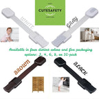 Child Safety Cabinet Locks (2 Pack) – Adjustable Baby Proofing Strap Latches with Strong 3M Adhesive – No Drill Childproof Locks for Drawers, Cabinets, Fridge, Door, Closet, Brown