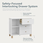 Storkcraft California 3 Drawer Combo Dresser (White with Driftwood) – GREENGUARD Gold Certified, Interlocking Drawer System, Pre-Installed Drawer Tracks for Easier Assembly, Spacious Cabinet