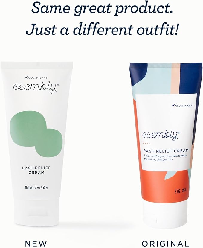 Esembly Rash Relief Cream, Organic and Cloth Friendly Zinc Oxide Barrier Cream, Soothes and Heals Diaper Rash, Natural Aid for Baby Bottom Discomfort, 3oz