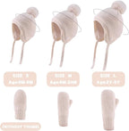 Basic Winter Baby Beanie Gloves Boys Girls Knitted Hat Pompom Kids Earflap Hats Warm Infant Toddler Beanie Mittens Set