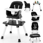HONEY JOY 8 in 1 Baby High Chair, Convertible Highchair for Babies and Toddlers/Table and Chair Set/Building Block Table/Booster Seat/Stool/Toddler Chair with Safety Harness (Black)