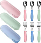 Toddler Utensils, Kids Stainless Steel Silverware Set, Toddler Forks and Spoons, Baby Utensils Set with Storage Box for Self Feeding Safe, Dishwasher Safe (3 Set with Case)