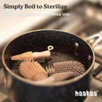 Haakaa Silicone Cleaning Brush Kit – Household Cleaning Brushes for Bottles and Crevices – Food-Grade Silicone: Dishwasher Safe (Brush-Grey)