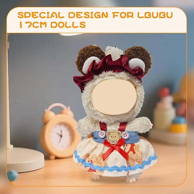 5 Complete Style Clothes Sets for 17cm Dolls - Hat & Overalls Dress Up Outfit for 17cm 15cm Dolls,Designer Outfits Bundle with Luxury/Cute/Sporty Themes, Gift for Doll Lovers (Cute, 17cm/15cm)