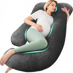 Chilling Home Pregnancy Pillow, U Shaped Pregnancy Pillows for Sleeping Full Body Pillow Maternity Pillow for Pregnant Women 58 inch, Pregnant Women Must Have with Removable Cover, Black